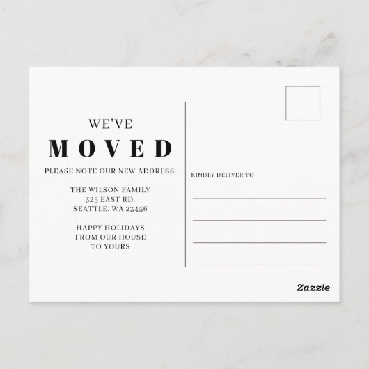 Carte Postale Script moderne Nouvelle maison pour les vacances P (Dos)