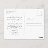 Carte Postale Script moderne Photo Merci bébé (Dos)