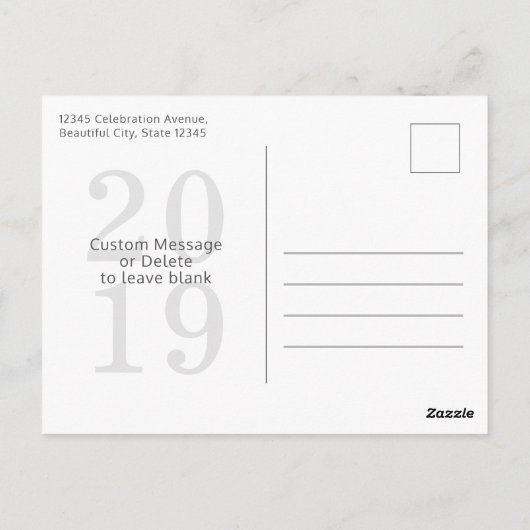 Carte Postale Script moderne simple Joyeux photo du Nouvel An (Dos)