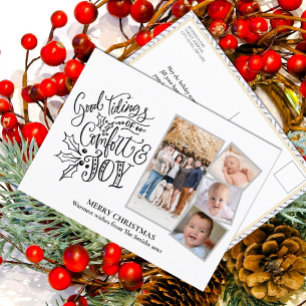 Carte Postale Script moderne sur Argent Bon Tiding de Confort Jo