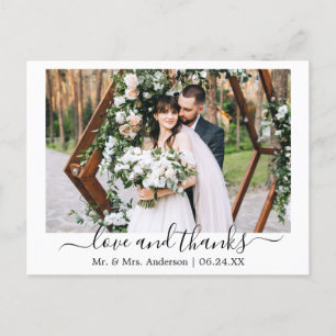 Carte Postale Script moderne tendance amour Merci photo Mariage