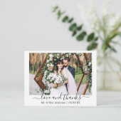 Carte Postale Script moderne tendance amour Merci photo Mariage (Debout devant)