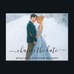 Carte Postale Script Moderne tendance Changer La Photo Date<br><div class="desc">Script tendance moderne Changer La Date Mariage Postponement Couple Photo Carte Postale</div>