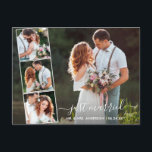Carte Postale Script moderne tendance juste marié 4 Photo<br><div class="desc">Script moderne Mariage 4 Photo Juste Marié Faire-part Carte postale</div>
