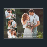 Carte Postale Script moderne tendance juste marié 4 Photo<br><div class="desc">Script moderne Mariage 4 Photo Juste Marié Faire-part Carte postale</div>