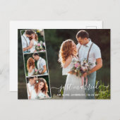 Carte Postale Script moderne tendance juste marié 4 Photo (Devant / Derrière)