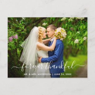 Carte Postale Script moderne tendance Mariage Forever Thankful