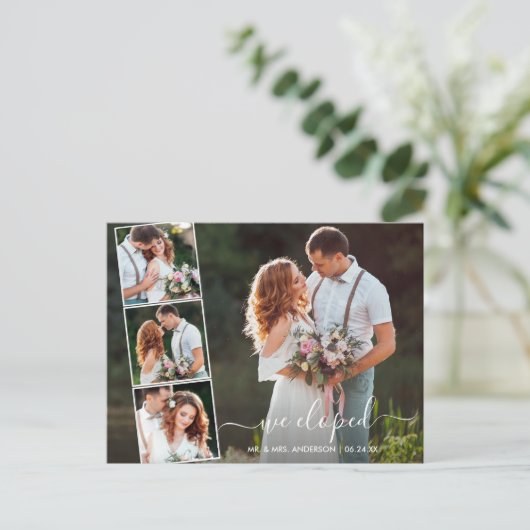 Carte Postale Script moderne tendance Nous Avons Elopé 4 Photo (Debout devant)