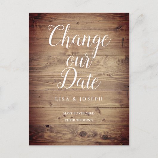 Carte Postale Script Modifier la date reportée Bois rustique (Devant)