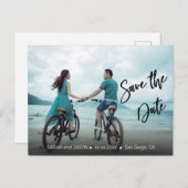 Carte Postale script noir enregistrer la date (Devant / Derrière)