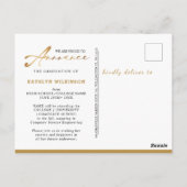 Carte Postale Script noir moderne Faire-part de graduation flora (Dos)