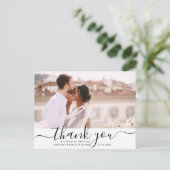 Carte Postale Script noir moderne Merci Mariage photo (Debout devant)