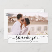 Carte Postale Script noir moderne Merci Mariage photo (Devant / Derrière)