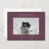 Carte Postale script or une photo enregistrer la date fiançaille (Devant / Derrière)