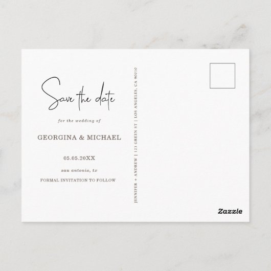 Carte Postale script or une photo enregistrer la date fiançaille (Dos)