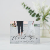 Carte Postale Script peint en rouille photo mariage merci (Debout devant)