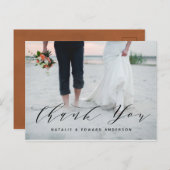 Carte Postale Script peint en rouille photo mariage merci (Devant / Derrière)