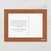 Carte Postale Script peint en rouille photo mariage merci (Dos)