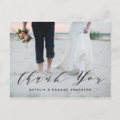 Carte Postale Script peint en rouille photo mariage merci (Devant)
