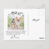 Carte Postale Script Photo de Mariage Merci (Dos)