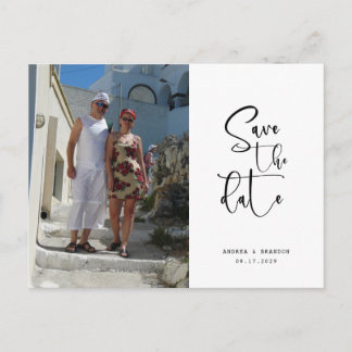 Carte Postale Script Photo Minimalist Save the date 