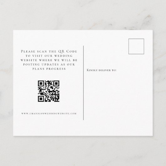 Carte Postale Script photo moderne QR Code Mariage Enregistrer L (Dos)