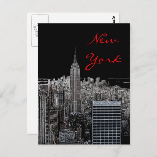 Carte postale Script Pop Art Night New York (Devant / Derrière)