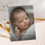 Carte Postale Script Présentation du Merci photo bébé<br><div class="desc">Script Présentation de Faire-part de naissance photo bébé et Carte de remerciements. Le dos comprend une deuxième photo et un message de remerciement que vous pouvez personnaliser ou supprimer si vous préférez écrire à la main votre remerciement. Cliquez sur le bouton personnaliser/modifier pour customiser cette conception.</div>
