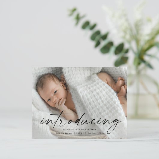 Carte Postale Script Présentation du Merci photo bébé (Debout devant)