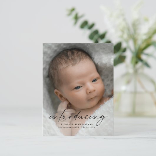 Carte Postale Script Présentation du Merci photo bébé (Debout devant)