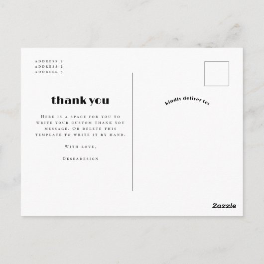 Carte Postale Script rétro Arch moderne 3 Mariage photo Merci (Dos)