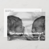 Carte Postale Script rétro Twin Birth Plus la photo plus merrier (Devant / Derrière)