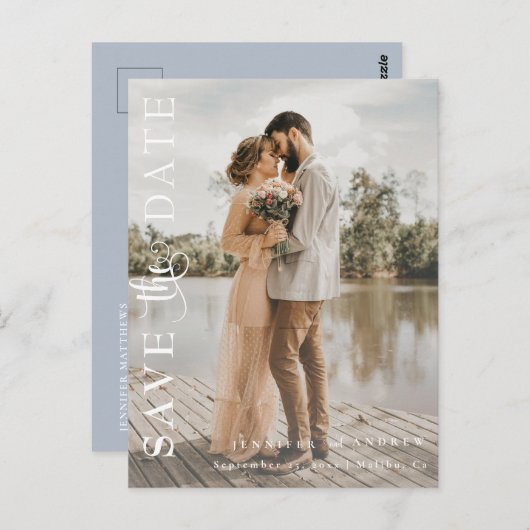 Carte Postale Script romantique | Calligraphie Enregistrer la da (Devant / Derrière)