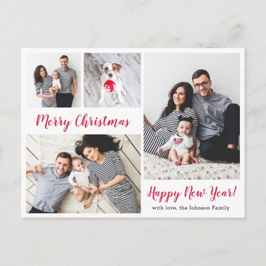 Carte Postale Script rouge moderne 5 Noël photo (Devant)