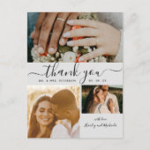 Carte Postale Script simple 4 Photo Collage Mariage Merci P (Devant)