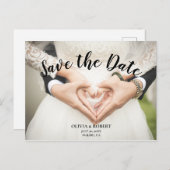 Carte Postale Script simple - coeur Enregistrer la date (Devant / Derrière)