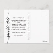 Carte Postale Script simple Enregistrer la date | Photo Fiançail (Dos)