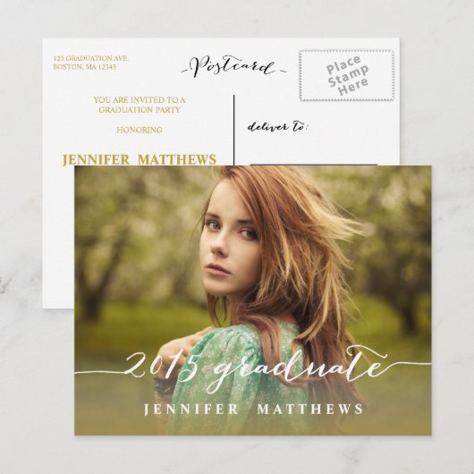 Carte Postale Script simple | Invitation de la fête de remise de (Devant / Derrière)