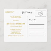 Carte Postale Script simple | Invitation de la fête de remise de (Dos)