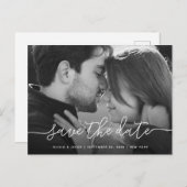 Carte Postale Script simple | Mariage photo Enregistrer la date (Devant / Derrière)