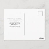 Carte Postale Script simple | Mariage photo Enregistrer la date (Dos)