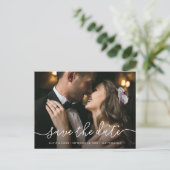 Carte Postale Script simple | Mariage photo Enregistrer la date (Debout devant)