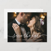 Carte Postale Script simple | Mariage photo Enregistrer la date (Devant / Derrière)