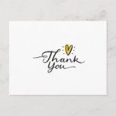 Carte Postale Script simple mignon Merci de coeur jaune (Devant)