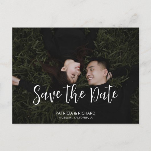 Carte Postale script simple moderne Mariage Enregistrer la photo (Devant)