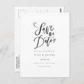 Carte Postale Script simple noir et blanc Enregistrer la date (Devant / Derrière)