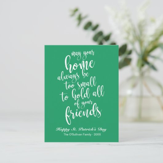 Carte Postale Script stylish Irish Blessing St. Patrick's Day (Debout devant)