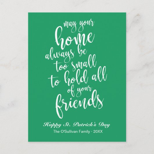 Carte Postale Script stylish Irish Blessing St. Patrick's Day (Devant)