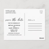 Carte Postale Script tendance moderne Enregistrer la date | Phot (Dos)