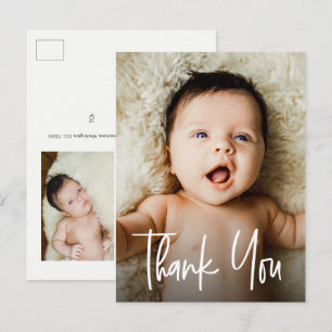 Carte Postale Script tendance photos personnalisées Baby Merci